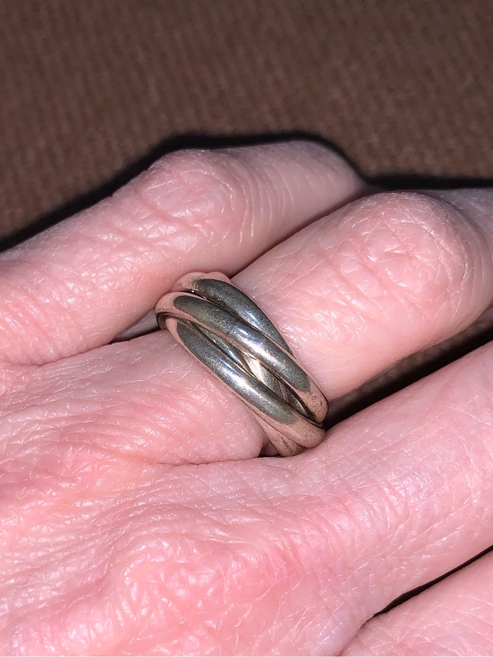 Sterling silver 925 five-band rolling/interlocking ring - 10 grams.  Size 7